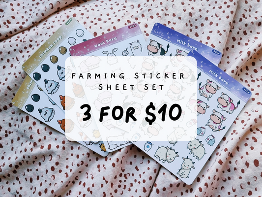 Farm Animals || 3 Sticker Sheet Pack