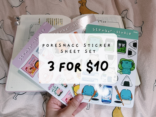 PM-All Snacks || 3 Sticker Sheet Pack