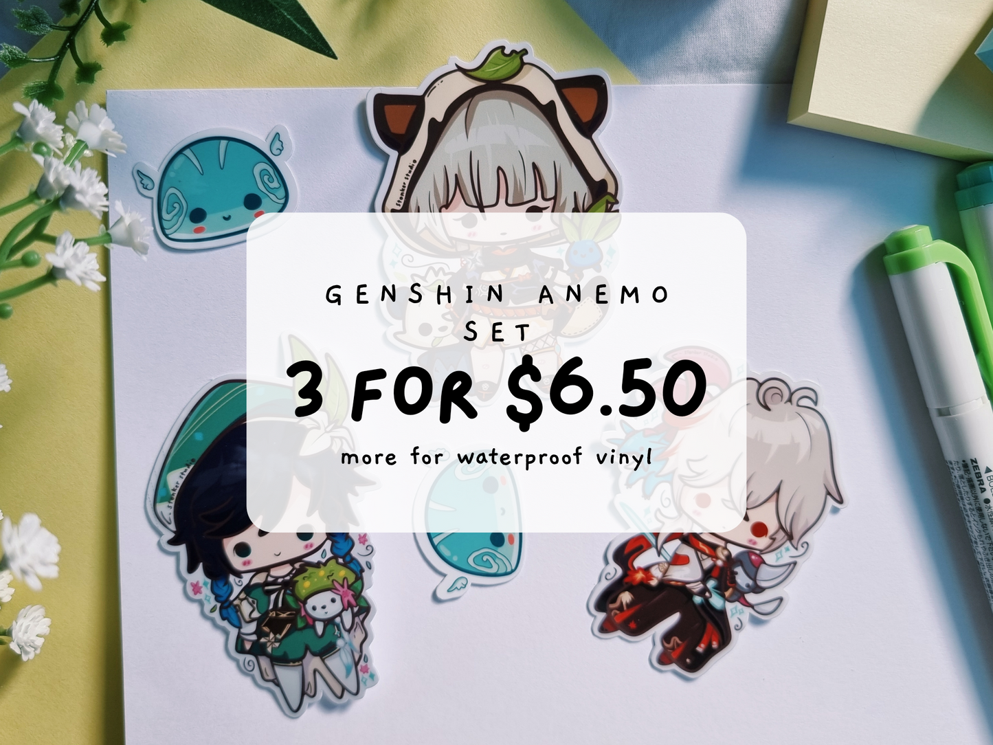 GI-Anemo || 3 Piece Sticker Set