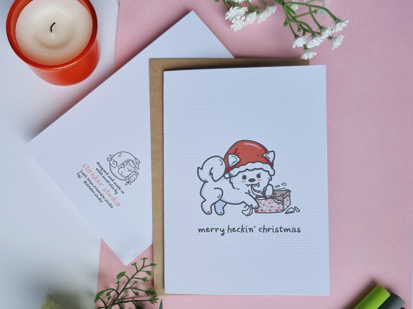 Dog Heckin' Present Christmas Greeting Card